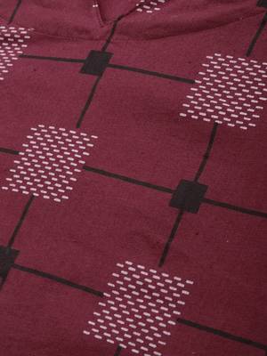 Kimisha Women's Cotton Printed Straight Kurti(Maroon) 2