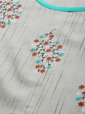 Kimisha Women's Grey Cotton Casual Wear Fancy Straight Kurta 2