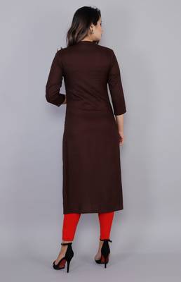 Brown embroidered viscose ethnic-kurtis 3