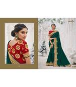 multicolor embroidered faux satin saree with blouse