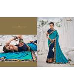multicolor embroidered faux satin saree with blouse