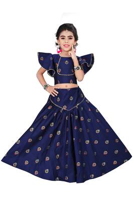 Kids Blue Designer Lehenga Choli For Girls  1
