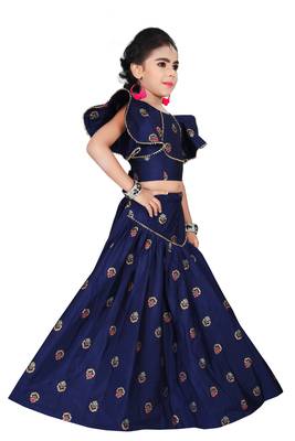 Kids Blue Designer Lehenga Choli For Girls  2