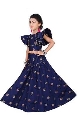 Kids Blue Designer Lehenga Choli For Girls  3