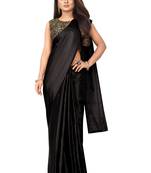 Black plain satin saree with blouse