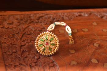  Designer Classic Kundan Pearl Stone Maang Tikka or Borla Headpiece for Wedding 1