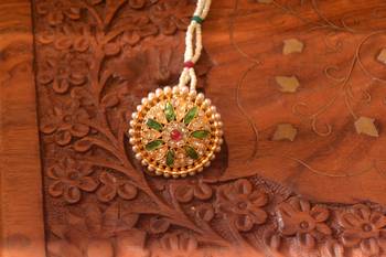  Designer Classic Kundan Pearl Stone Maang Tikka or Borla Headpiece for Wedding 2