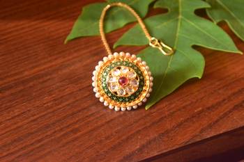  Designer Classic Kundan Pearl Stone Maang Tikka or Borla Headpiece for Wedding 3
