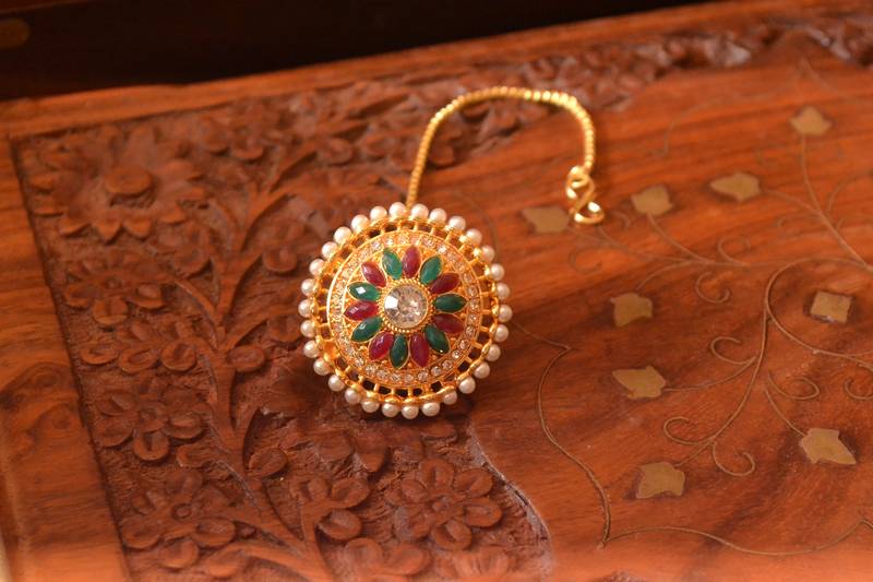  Designer Classic Kundan Pearl Stone Maang Tikka or Borla Headpiece for Wedding