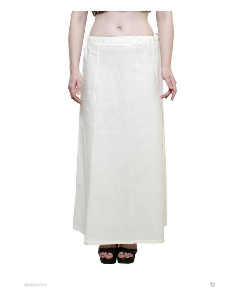 Off White Cotton Plain Cotton Petticoat