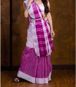 Purple Hand Weaven Khadi Cotton  daily Wear Handloom Saree With Blouse
