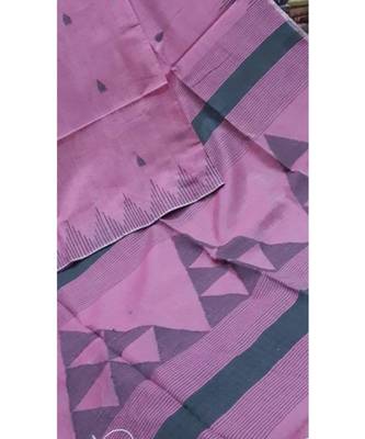 Purple Triangle Design Hand Weaven Cotton Silk Handloom Saree With Blouse 1