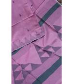 Purple Triangle Design Hand Weaven Cotton Silk Handloom Saree With Blouse