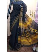 Grey Triangle Design Hand Weaven Cotton Silk Handloom Saree With Blouse