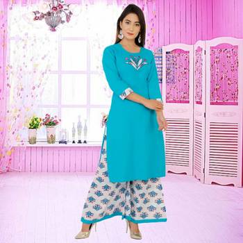 Blue printed cotton kurtas-and-kurtis 1