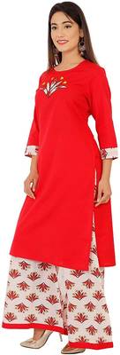 Red printed cotton kurtas-and-kurtis 3