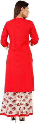 Red printed cotton kurtas-and-kurtis 4