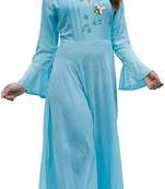 Sky-blue printed cotton kurtas-and-kurtis