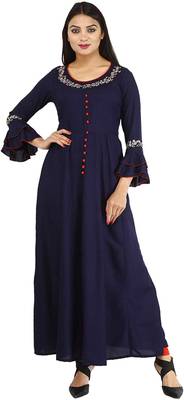Dark-blue plain cotton kurtas-and-kurtis 1