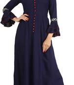 Dark-blue plain cotton kurtas-and-kurtis
