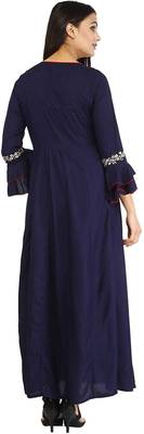 Dark-blue plain cotton kurtas-and-kurtis 4