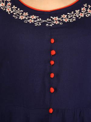 Dark-blue plain cotton kurtas-and-kurtis 5