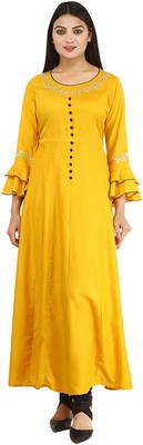 Yellow plain cotton kurtas-and-kurtis 1