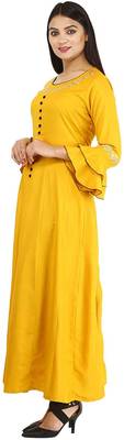 Yellow plain cotton kurtas-and-kurtis 2