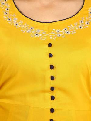 Yellow plain cotton kurtas-and-kurtis 5