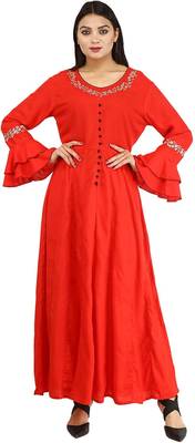 Red plain cotton kurtas-and-kurtis 1
