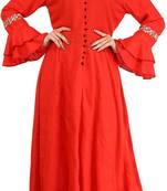 Red plain cotton kurtas-and-kurtis