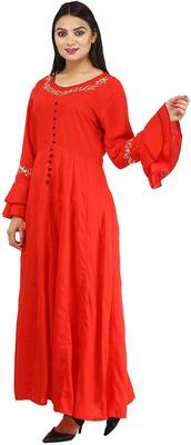 Red plain cotton kurtas-and-kurtis 2