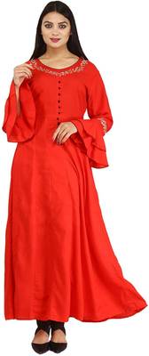 Red plain cotton kurtas-and-kurtis 3