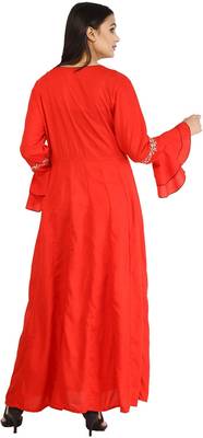 Red plain cotton kurtas-and-kurtis 4