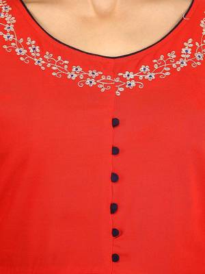Red plain cotton kurtas-and-kurtis 5