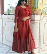 Red printed rayon kurtas-and-kurtis
