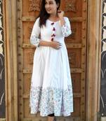 White printed rayon kurtas-and-kurtis