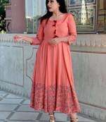 Orange printed rayon kurtas-and-kurtis