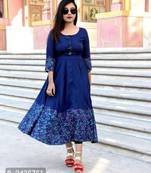Royal-blue printed rayon kurtas-and-kurtis