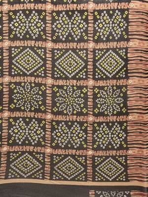 Traditional Designer Black Color Bandhani Silk Saree  3