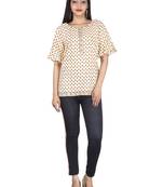 White printed cotton tops