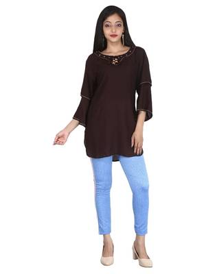 Brown plain cotton tops 1