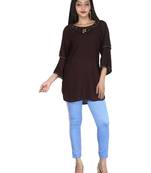 Brown plain cotton tops