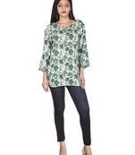 Green printed cotton tops