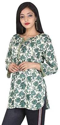 Green printed cotton tops 2