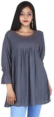 Grey plain cotton tops 3