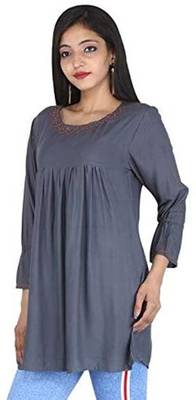 Grey plain cotton tops 4
