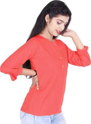 Red plain cotton tops 3