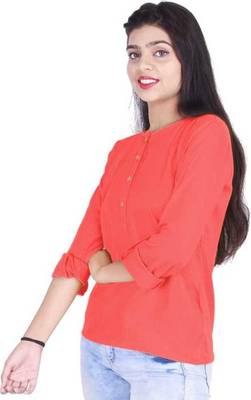 Red plain cotton tops 4