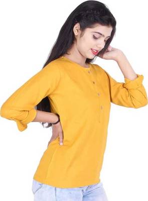 Yellow plain cotton tops 3